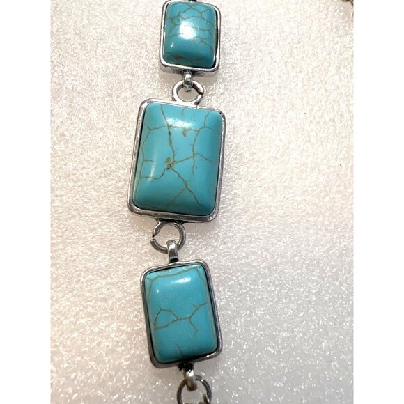 Lauren Michael Layering Necklaces Two with Blue Cabochons Silver Tone Chains - Picture 4 of 7